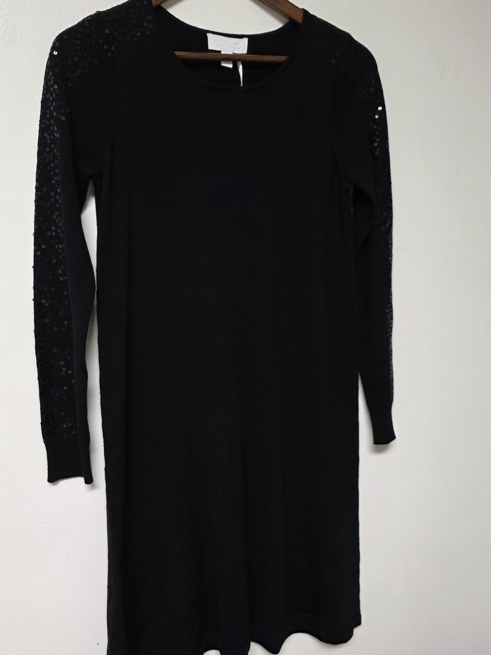 Black Long-Sleeve Sequin-Accent Women's Dress